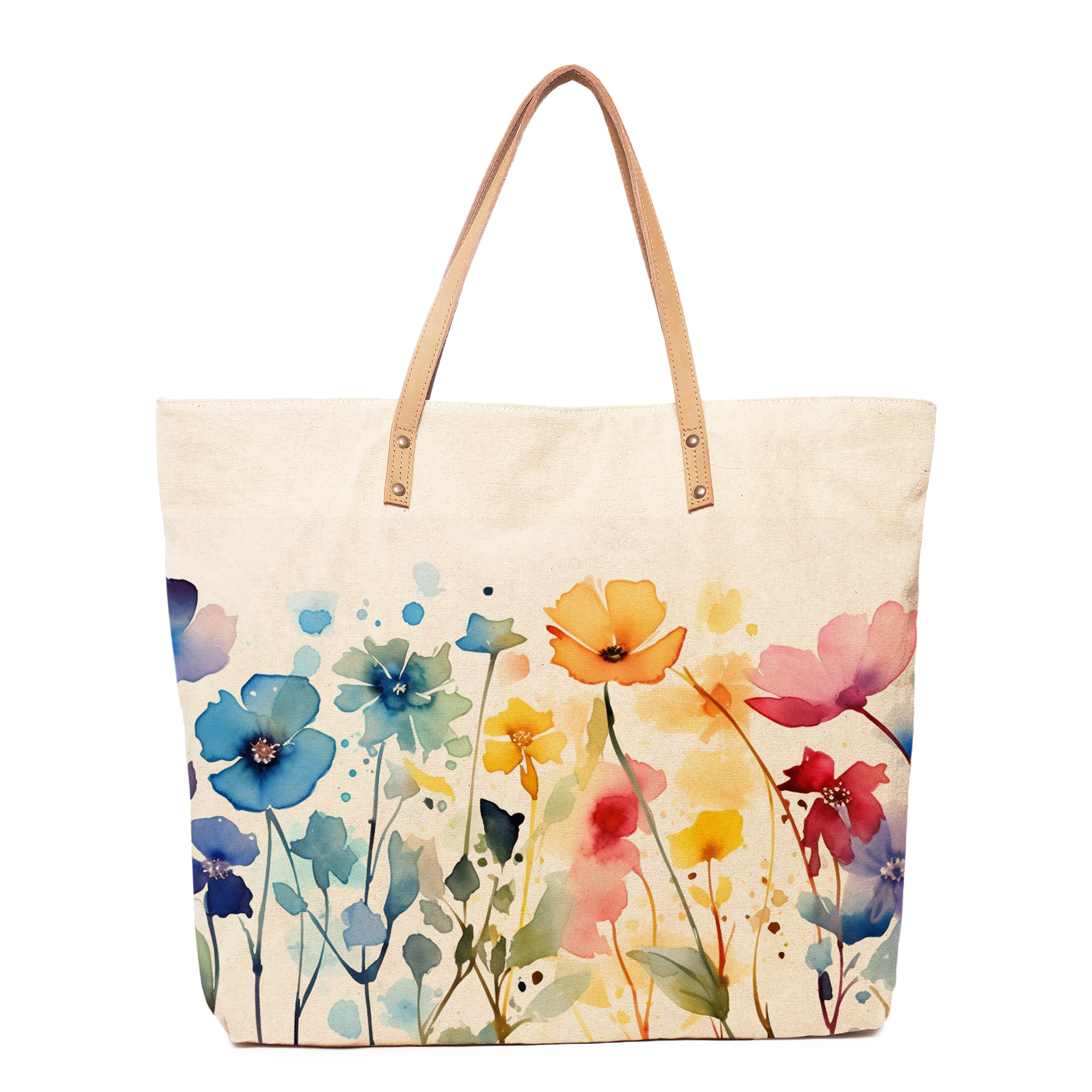 Cott N Curls watercolor floral tote